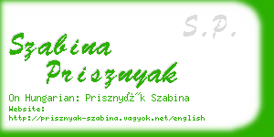 szabina prisznyak business card